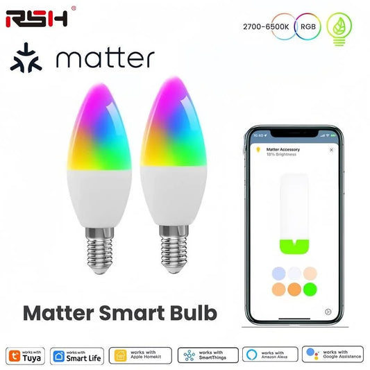 Ampolleta WiFi Tuya Smart 16 Millones RGB Colores E14 Voice Control Homekit Alexa Google Home