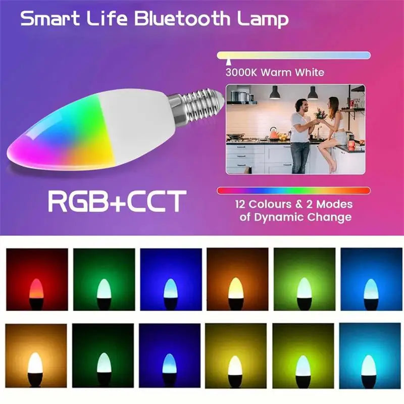 Ampolleta WiFi Tuya Smart 16 Millones RGB Colores E14 Voice Control Homekit Alexa Google Home