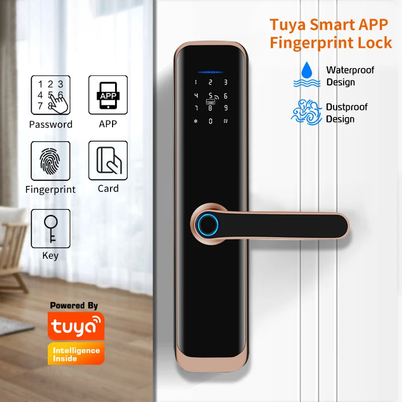 Cerradura anti agua con huella Outdoor Tuya Smart WiFi Cerradura Inteligente -  Keyless Security Fingerprint Digital Lock For Apartments